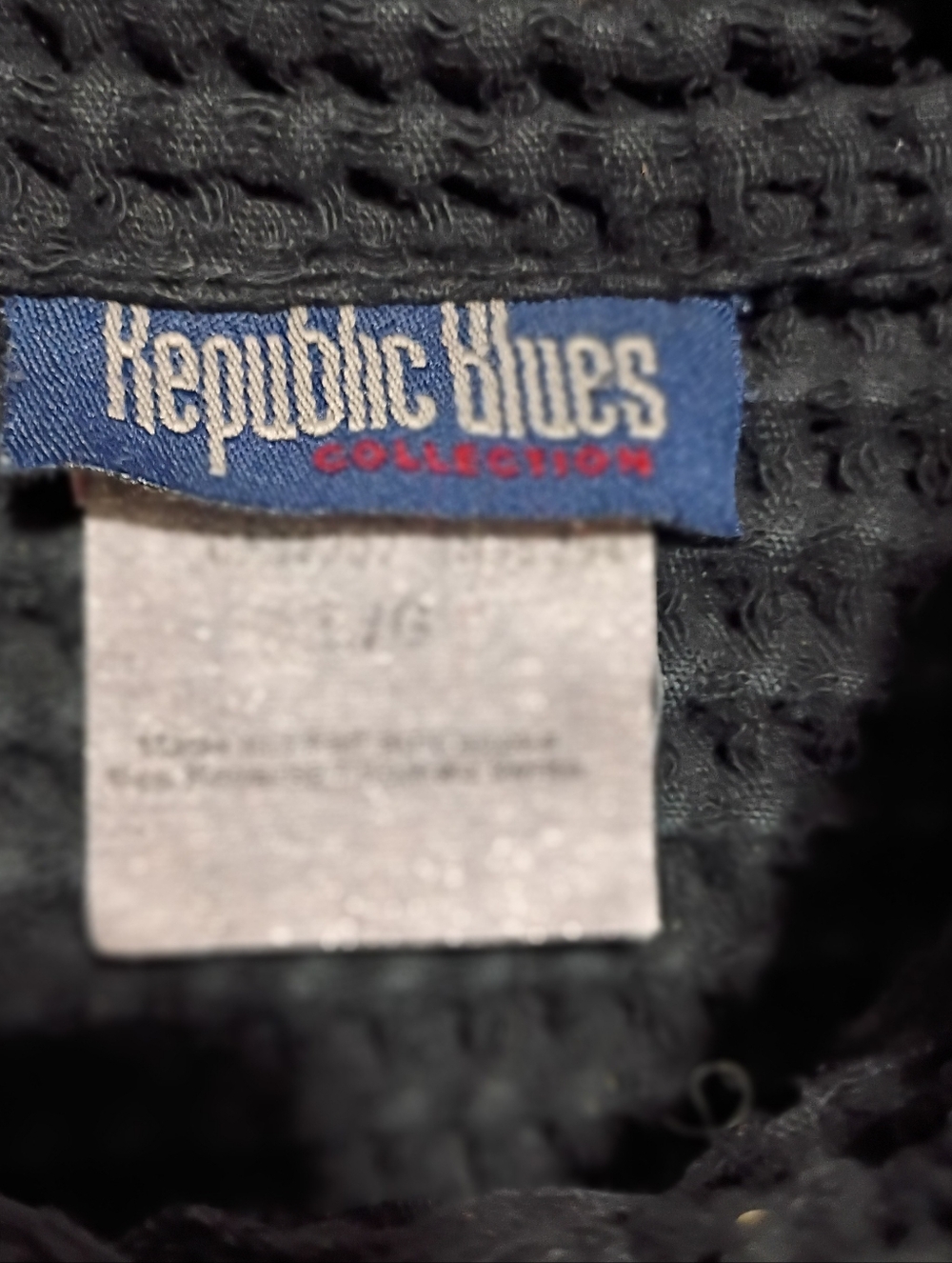 Republic Blues Cardigan Waffle-Knit Button-Front Sweater - Black Sz Large - Picture 5 of 5